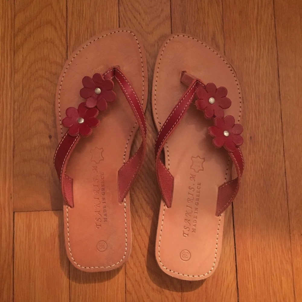 ✨BOUTIQUE GREEK GENUINE RED LEATHER SANDALS✨